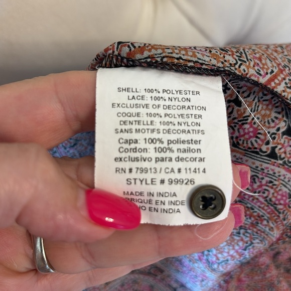 Motherhood maternity paisley lace 3/4 sleeves top blouse button key hole back SM - Picture 11 of 13